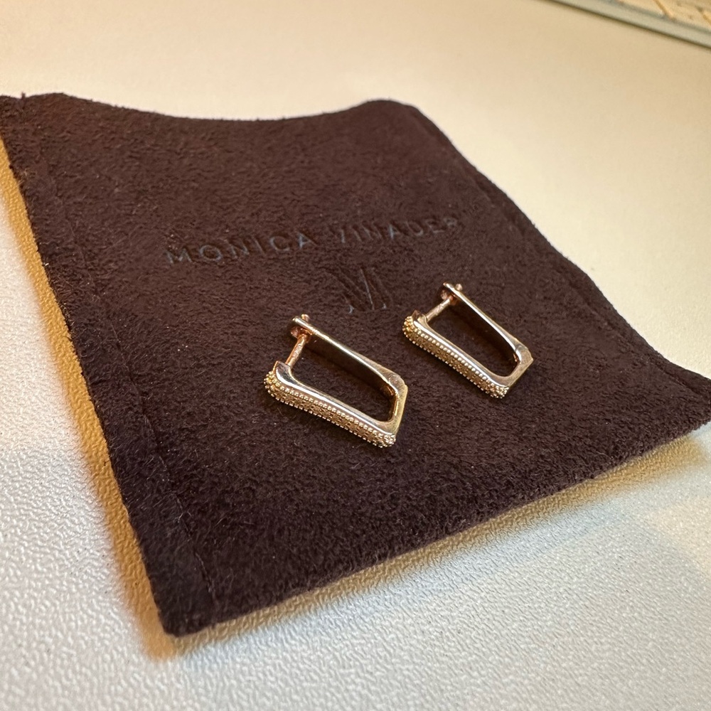 Monica Vinader Alta Capture Diamond Huggie Earrings in Rose Gold